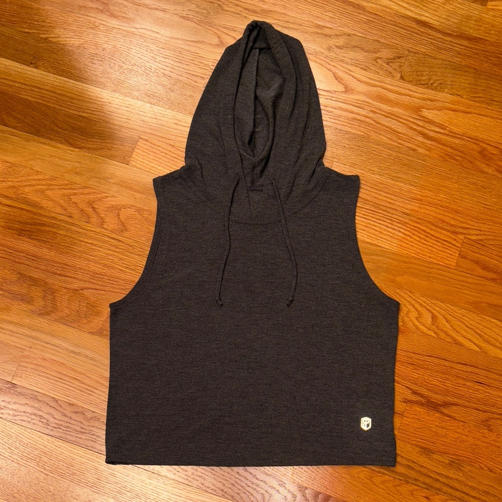Charcoal Sleeveless Hoodie Top